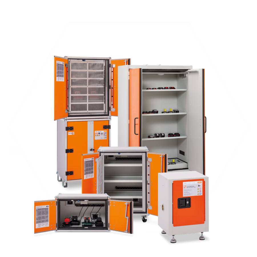 Battery storage and charging cabinets